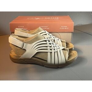Easy Spirit Sandals Shoes Womens Size 7W White SE Mar Slingback Woven Comfort